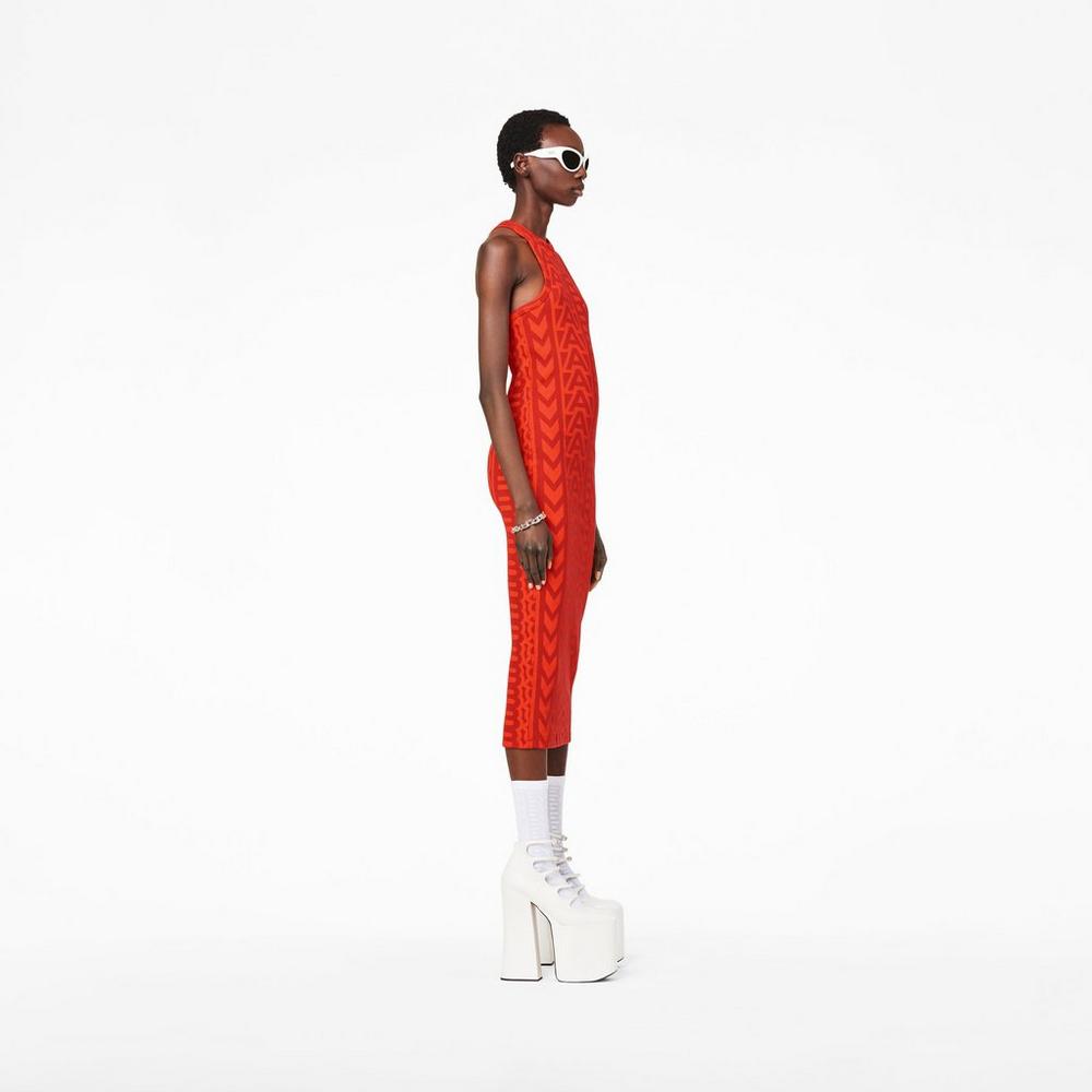 Vestido Marc Jacobs Monogram Racer Rib Mujer Naranjas Rojos | 89420CPBA