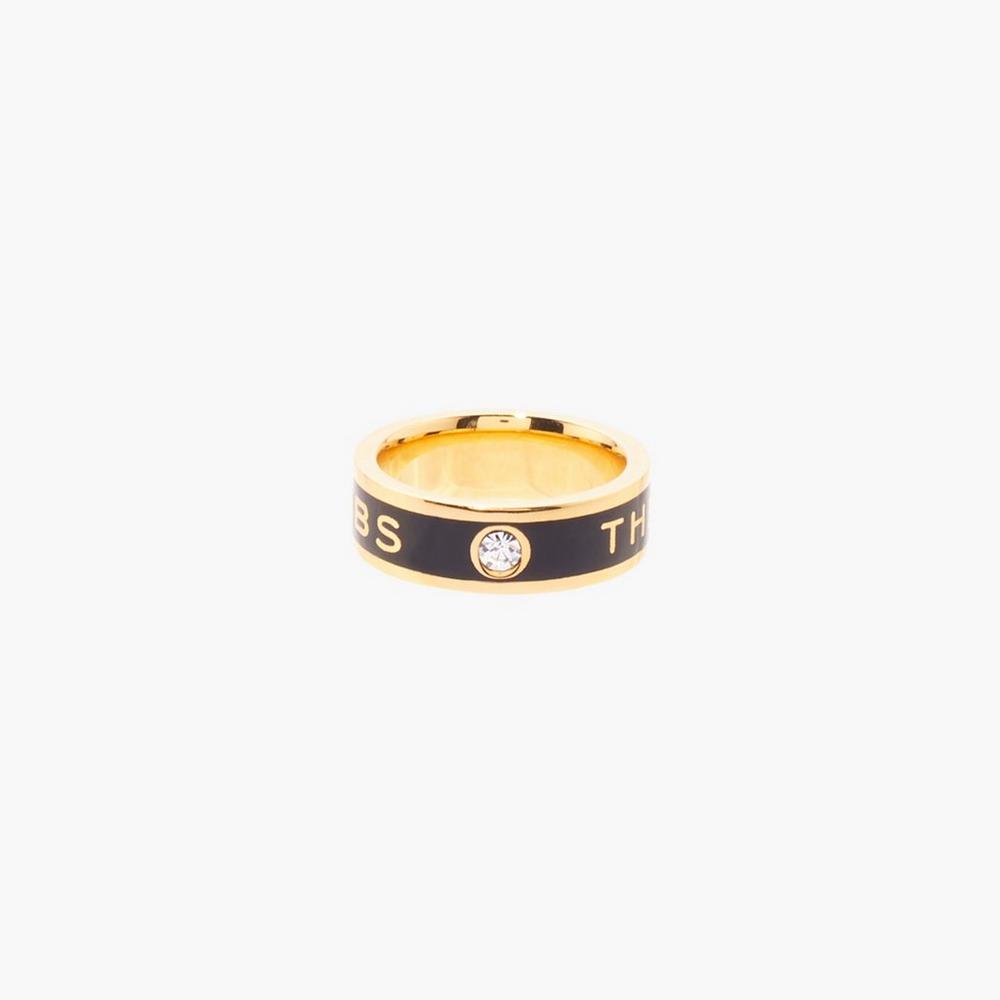Anillos Marc Jacobs Medallion Mujer Negros Dorados | 01528NFPC