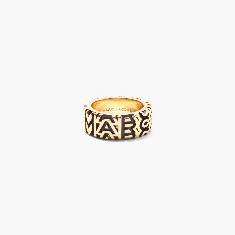 Anillos Marc Jacobs Monogram Engraved Mujer Dorados | 83769XNPW