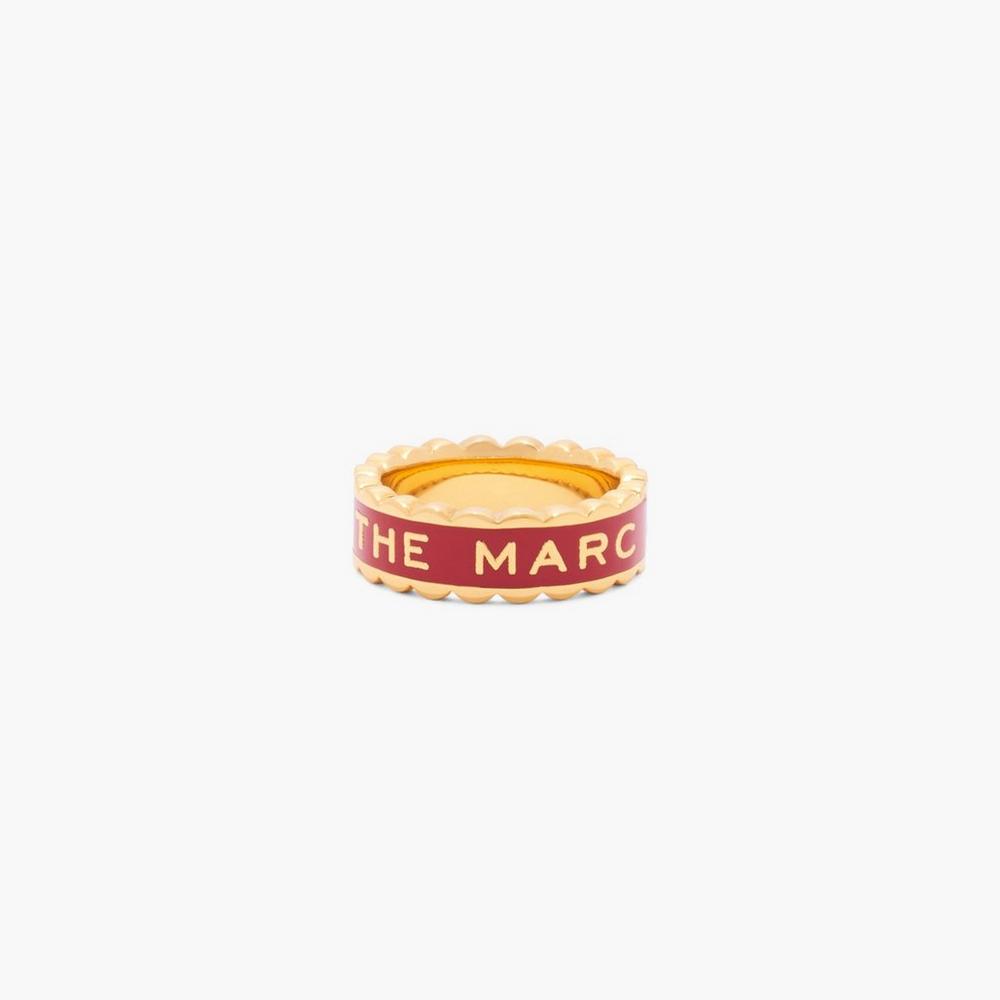 Anillos Marc Jacobs Scallop Medallion Mujer Rojos Dorados | 43970CIQL