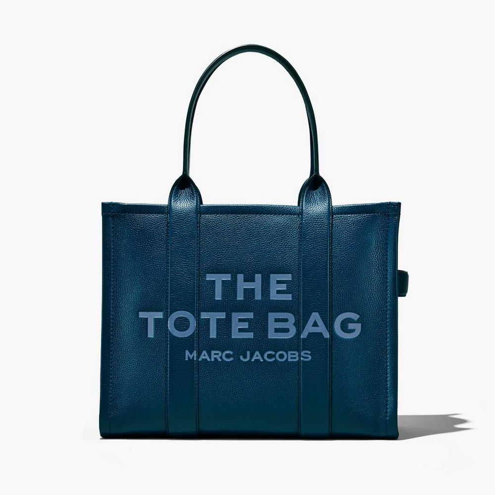 Bolso Tote Marc Jacobs Cuero Large Mujer Azules | 53724JWDZ