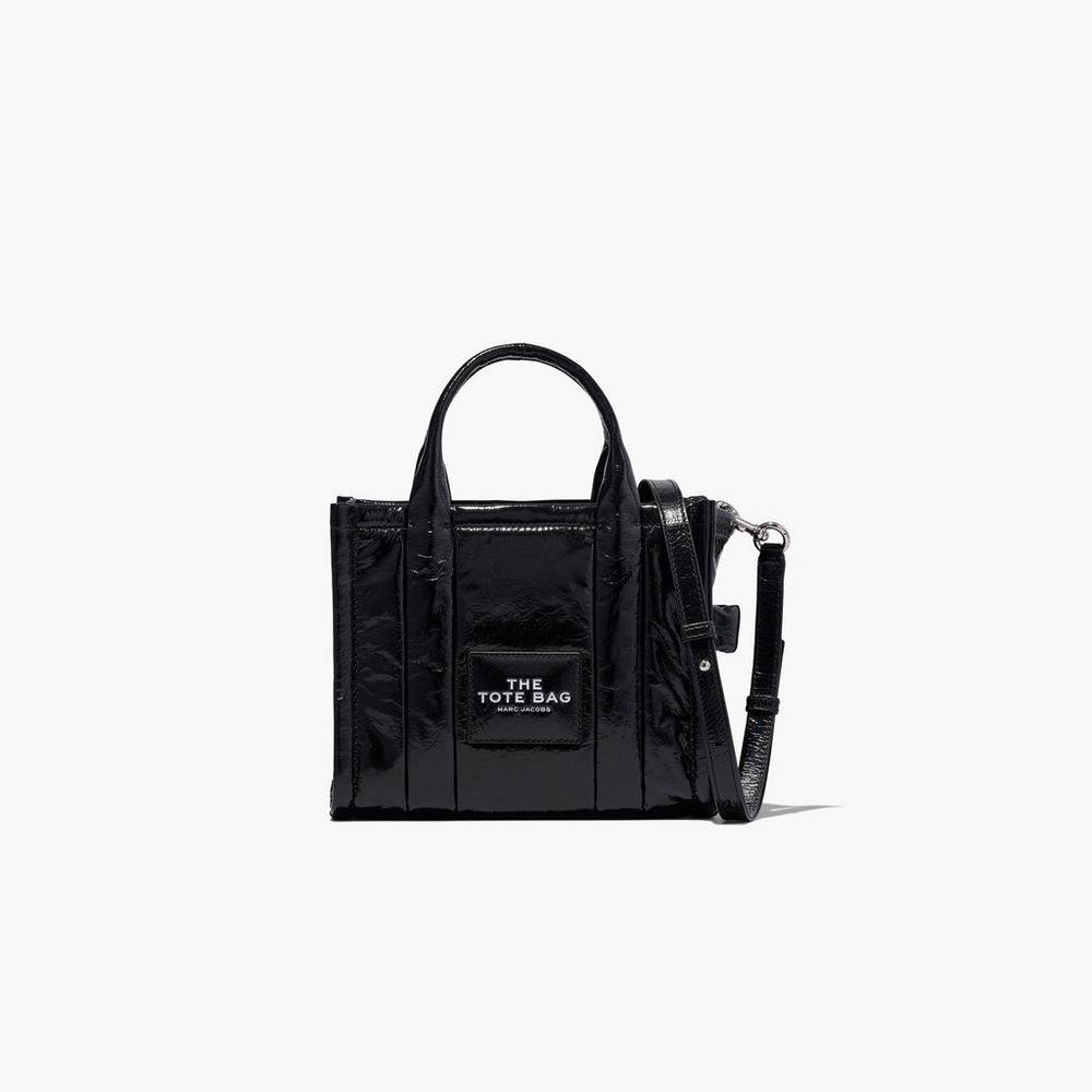 Bolso Tote Marc Jacobs Shiny Crinkle Mini Tote Mujer Negros | 43780TVWR