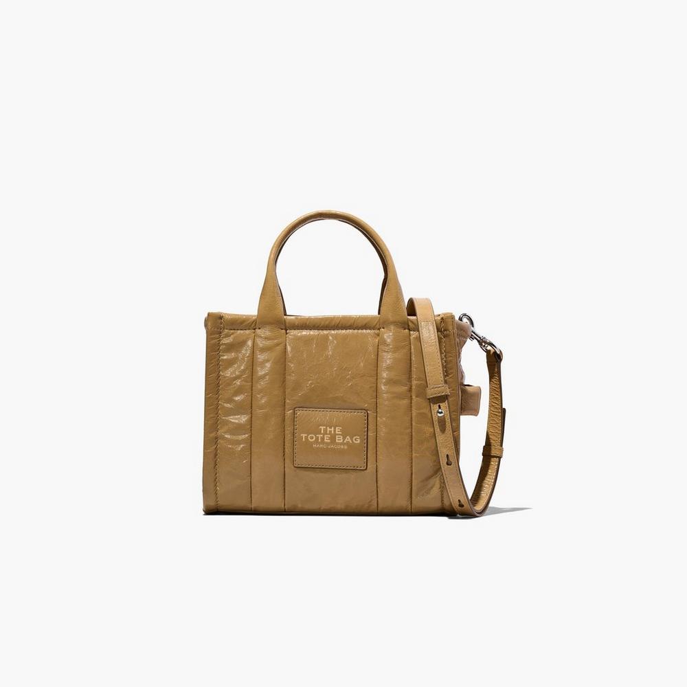 Bolsos Cruzados Marc Jacobs Shiny Crinkle Mini Tote Mujer Marrom Claro | 26317LJCM