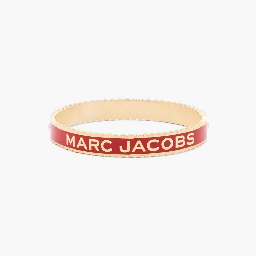 Brazaletes Marc Jacobs Medallion Large Mujer Rojos Dorados | 91574WCAH