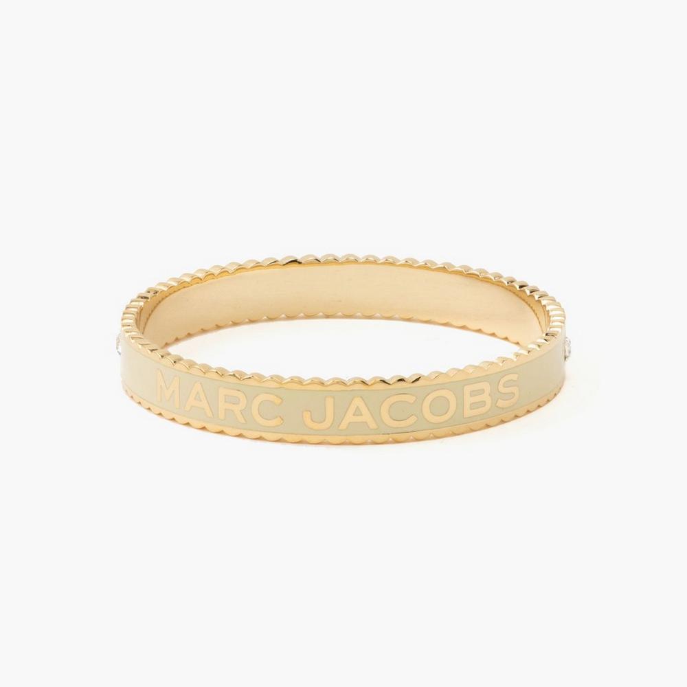 Brazaletes Marc Jacobs Medallion Large Mujer Creme Dorados | 94578BREX