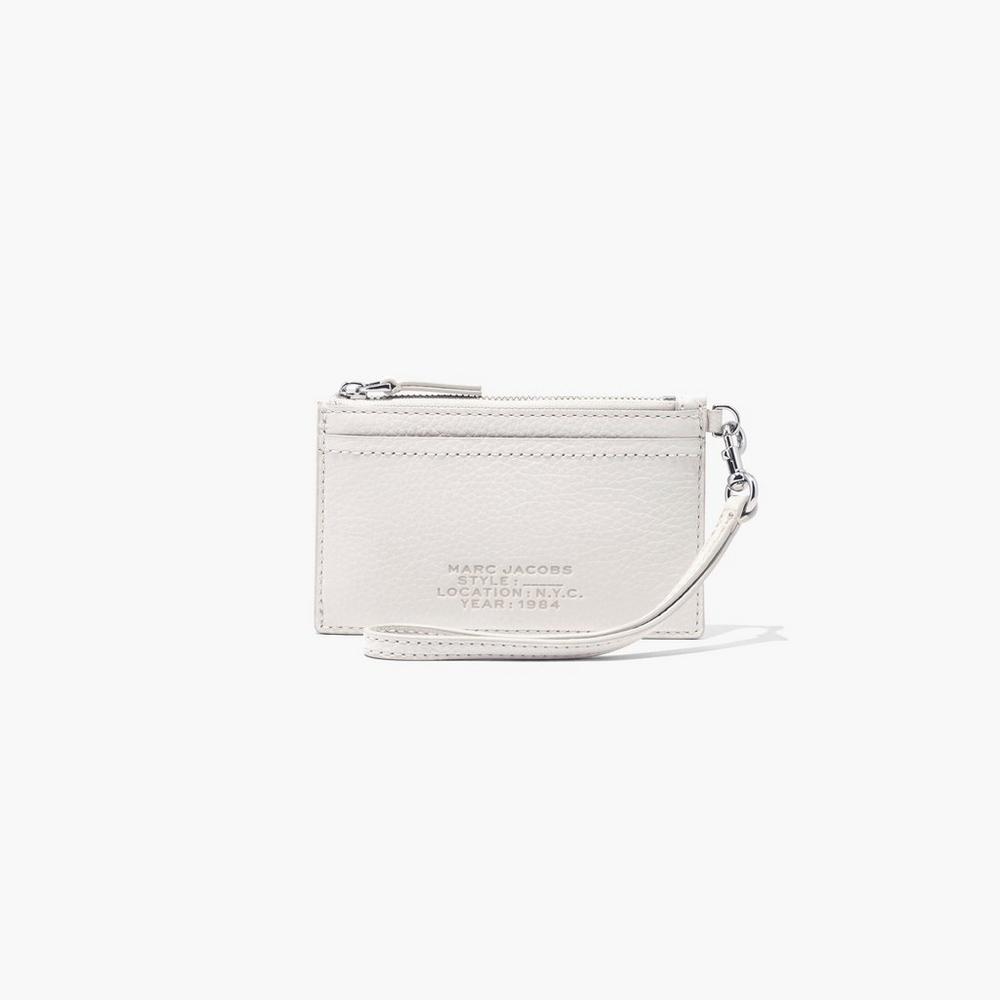 Carteras Pequeñas Marc Jacobs Cuero Top Zip Wristlet Mujer Blancos | 63921IZHD
