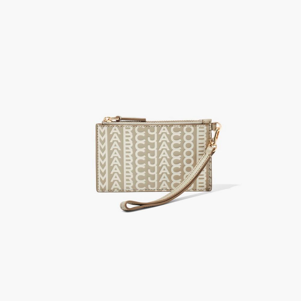Carteras Pequeñas Marc Jacobs Monogram Cuero Top Zip Wristlet Mujer Kaki | 64793PSVK