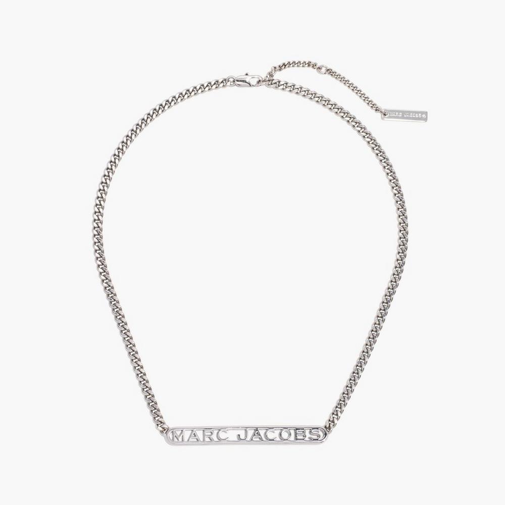 Collar Marc Jacobs Monogram Chain Mujer Plateados | 68309OHNE