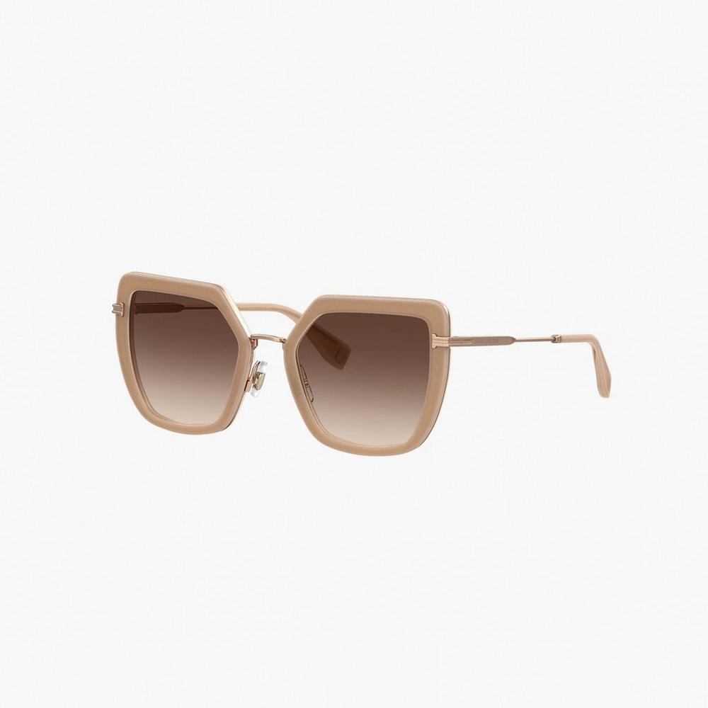 Lentes De Sol Marc Jacobs Icon Oversized Butterfly Mujer Dorados | 31047FYIG