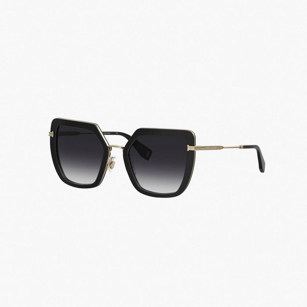 Lentes De Sol Marc Jacobs Icon Oversized Butterfly Mujer Negros Dorados | 39524HRLA
