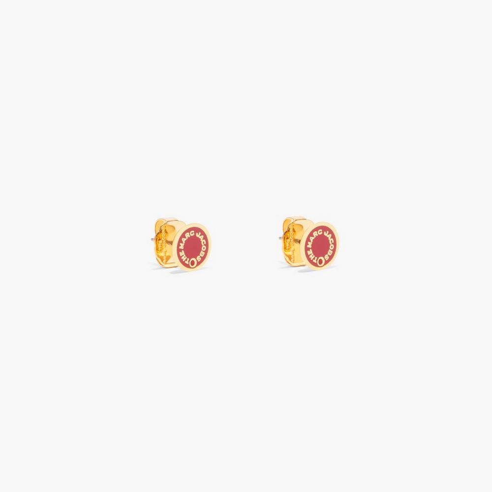 Pendientes Marc Jacobs Medallion Studs Mujer Rojos Dorados | 82439PLTE