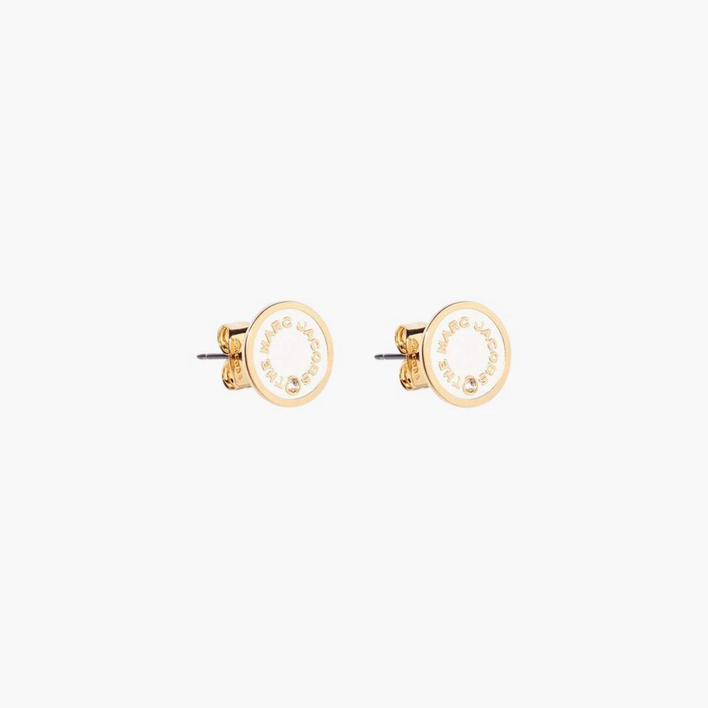 Pendientes Marc Jacobs Medallion Studs Mujer Creme Dorados | 90851QJXK