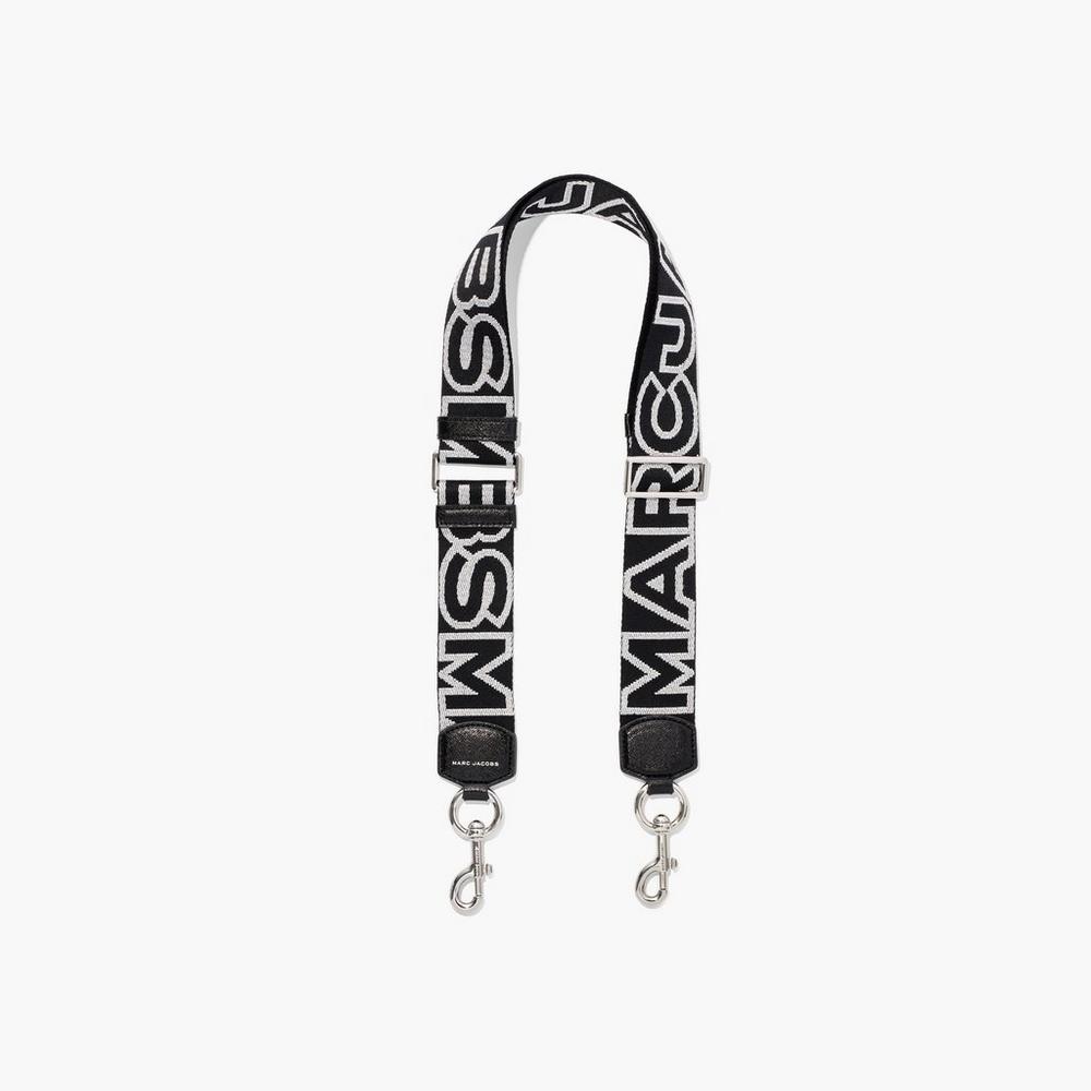 Strap Marc Jacobs Outline Logo Webbing Mujer Negros Plateados | 10739FNTS