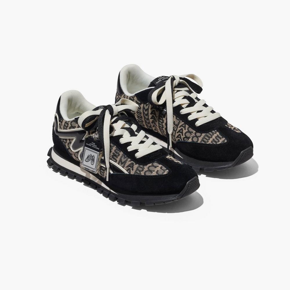 Tenis Marc Jacobs Monogram Jogger Mujer Negros Blancos | 45069DXTG